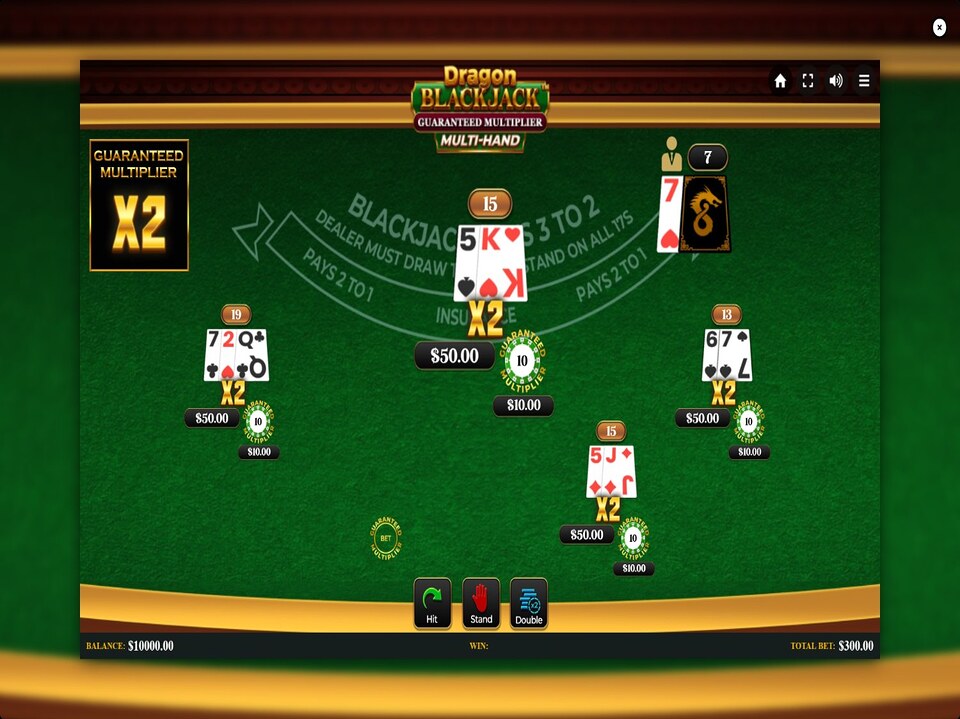 Dragon Blackjack Guaranteed Multiplier Multihand screenshot