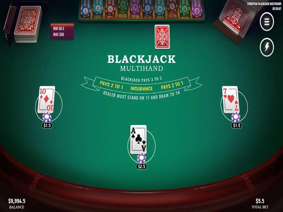 European Blackjack Multihand screenshot