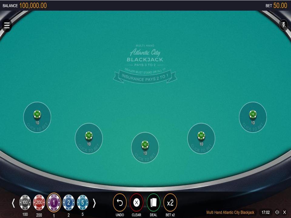 Multi Hand Atlantic City Blackjack screenshot