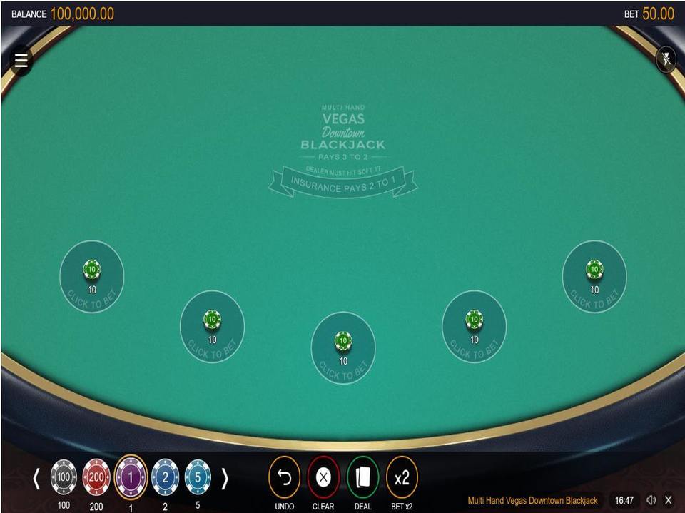 Multi Hand Vegas Downtown Blackjack screenshot