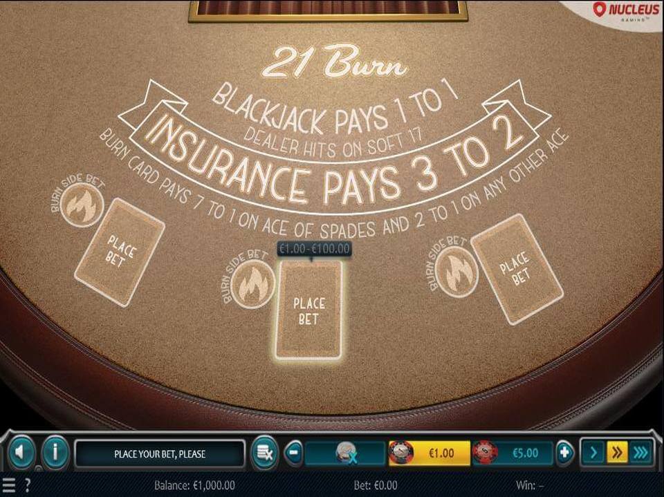 Nucleus Gaming 21 Burn Blackjack screenshot