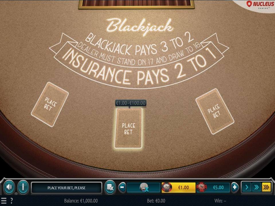 Nucleus Gaming European Blackjack screenshot