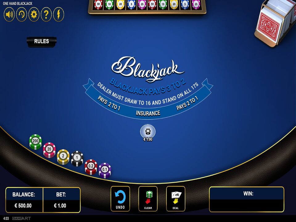 One Hand Blackjack screenshot