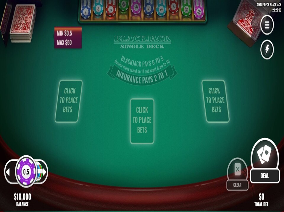 Platipus Gaming Single Deck Blackjack screenshot