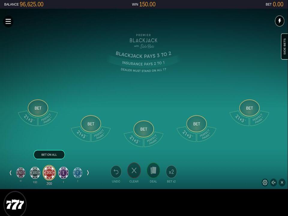 Premier Blackjack with Side Bets screenshot