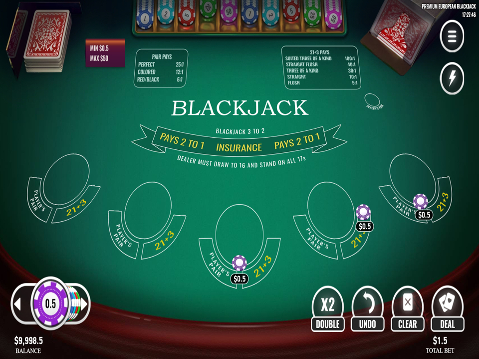 Premium European Blackjack screenshot