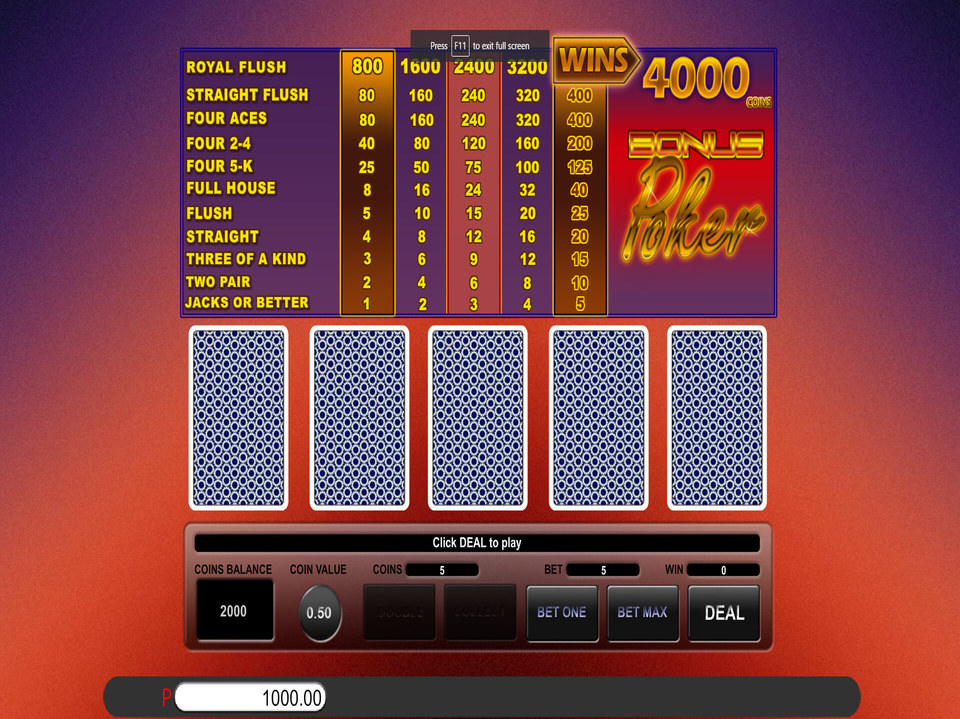 Saucify Bonus Poker screenshot