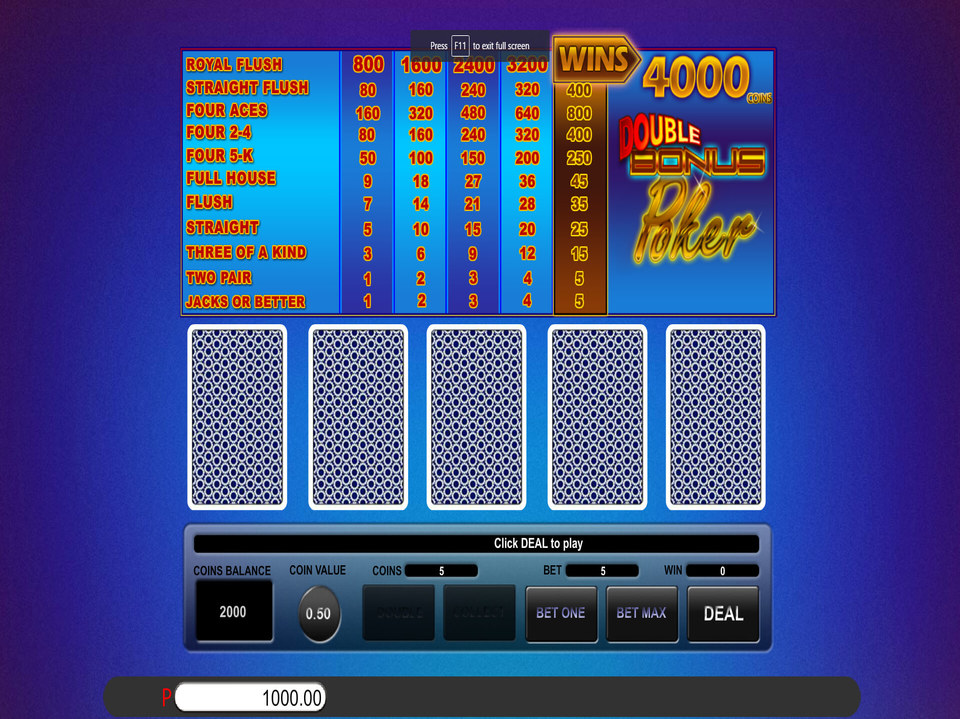 Saucify Double Bonus Poker screenshot