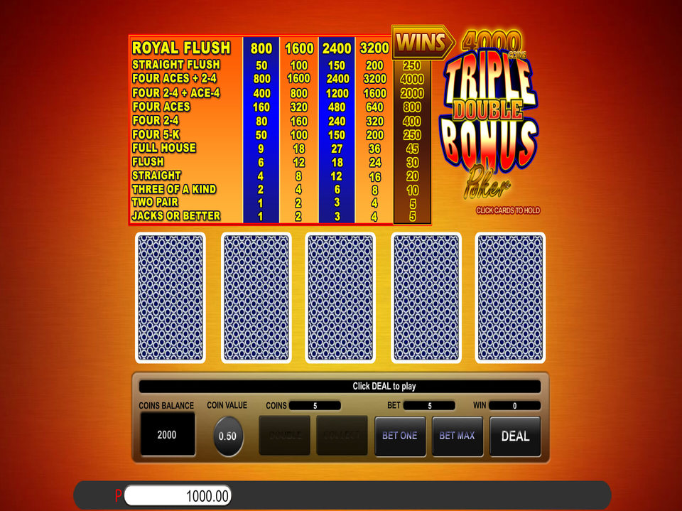 Triple Double Bonus Poker screenshot