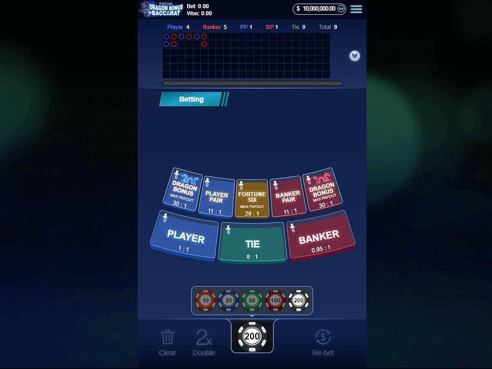 Virtual Dragon Bonus Baccarat screenshot